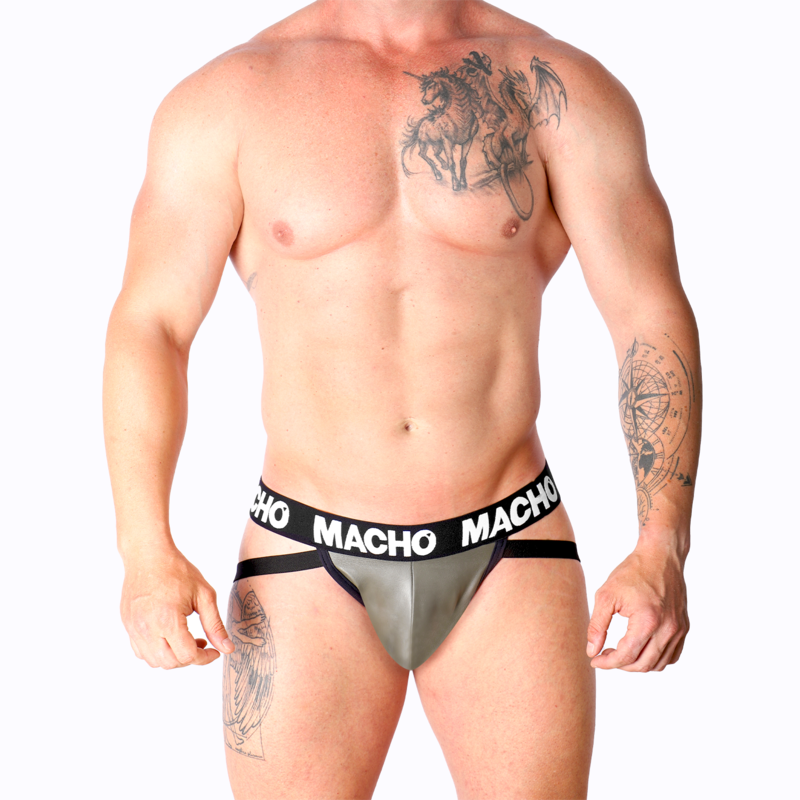 MACHO - MX27GR JOCK DE CUERO GRIS BEIGE XL
