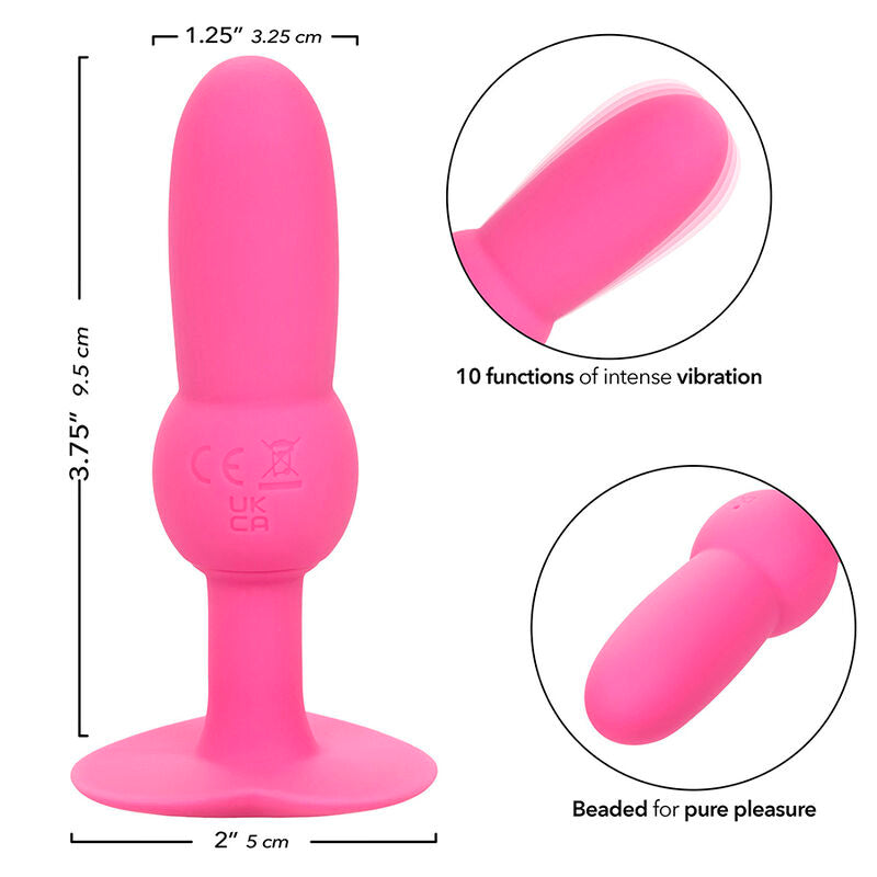 CALEXOTICS - PLUG ANAL PARA PRIMERA VEZ CON SONDA DE CUENTAS 10 VIBRACIONES ROSA