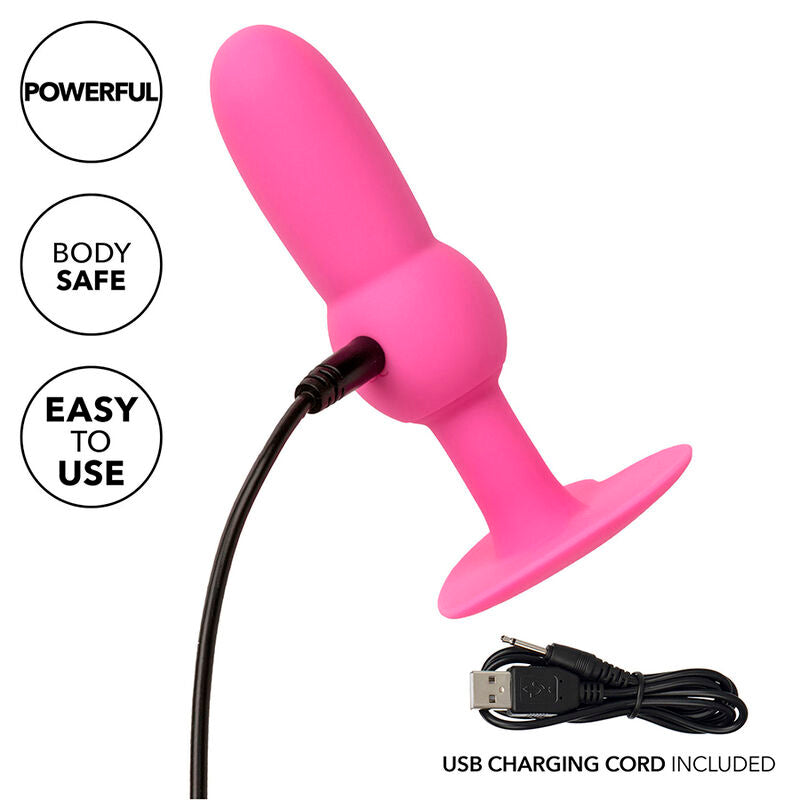 CALEXOTICS - PLUG ANAL PARA PRIMERA VEZ CON SONDA DE CUENTAS 10 VIBRACIONES ROSA