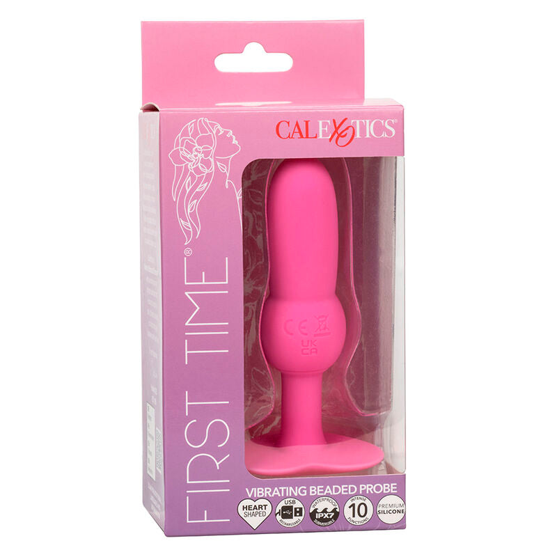 CALEXOTICS - PLUG ANAL PARA PRIMERA VEZ CON SONDA DE CUENTAS 10 VIBRACIONES ROSA