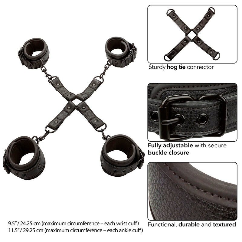 CALEXOTICS - CONECTOR NOCTURNAL HOG TIE CUERO AJUSTABLE NEGRO