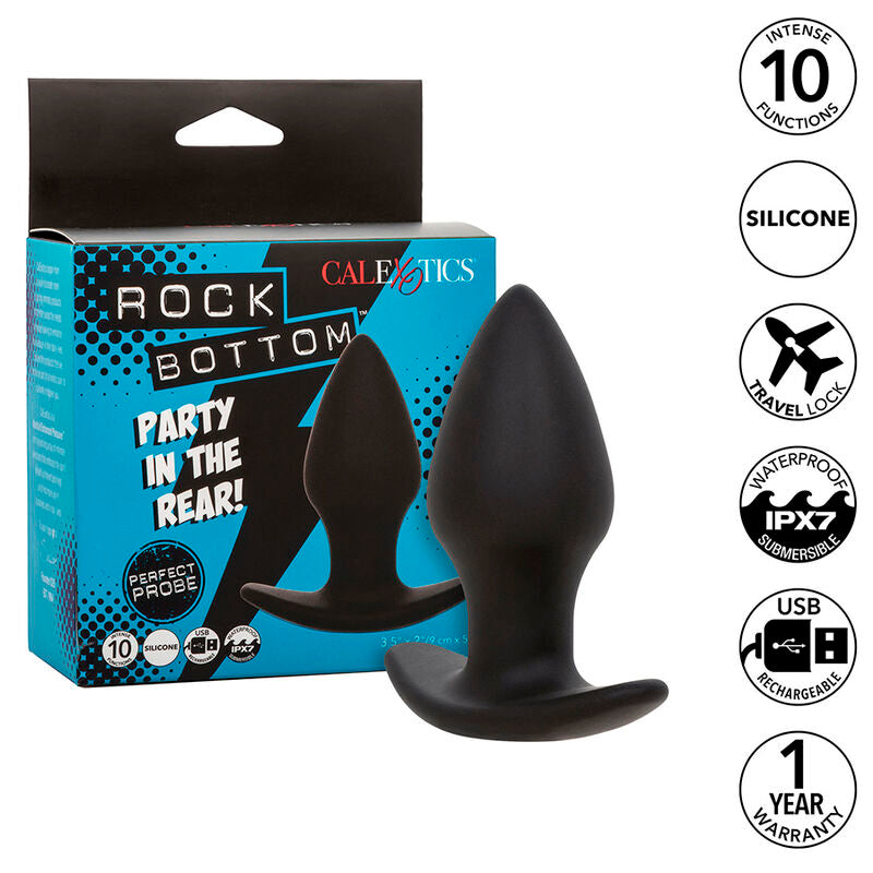 CALEXOTICS - PLUG ANAL PERFECTO ROCK BOTTOM 10 VIBRACIONES SILICONA NEGRO