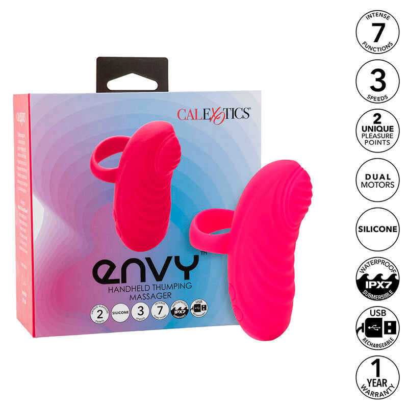CALEXOTICS - MASAJEADOR DE MANO ENVY CON BOLA RODANTE, 7 VIBRACIONES, ROSA