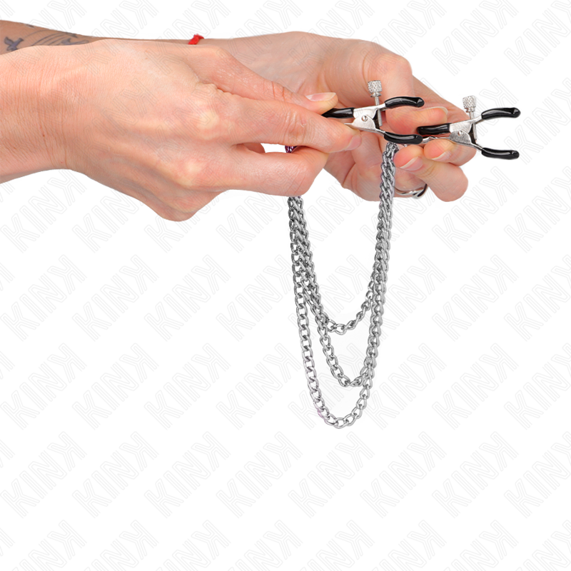 KINK - PINZAS PARA PEZONES CON 3 CADENAS PLATEADAS 20/23/28 CM