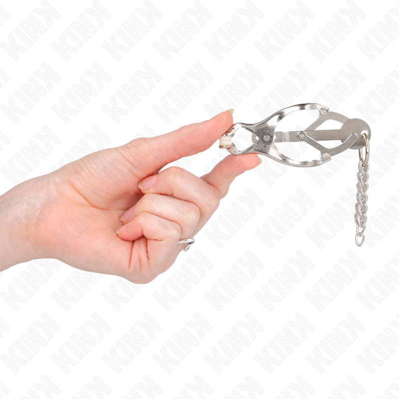 KINK - PINZAS PARA PEZONES DE TRÉBOL JAPONESAS CON CADENAS PLATEADAS