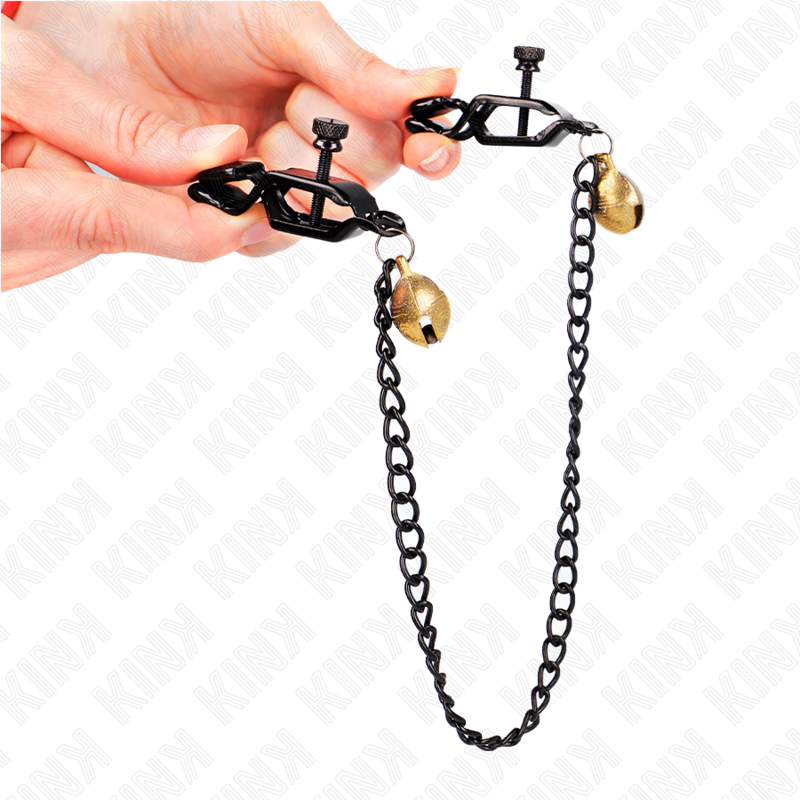 KINK - PINZAS PARA PEZONES DE CADENA PLANA Y CAMPANA PLATEADA 30 CM