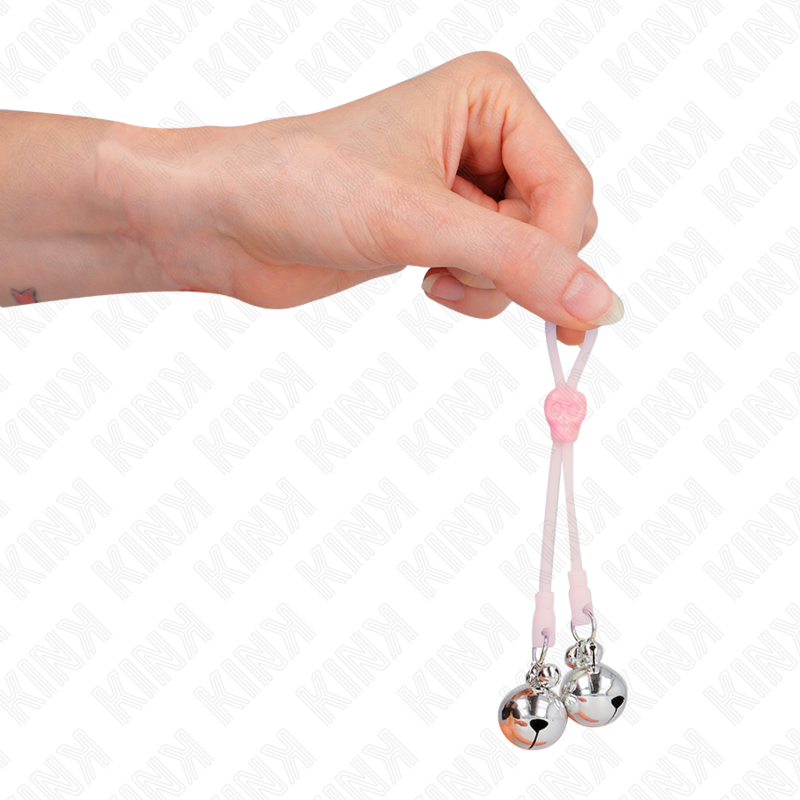 KINK - PINZAS PARA PEZONES CON CALAVERA LUMINOSA Y CAMPANILLAS AJUSTABLES ROSA/PLATA