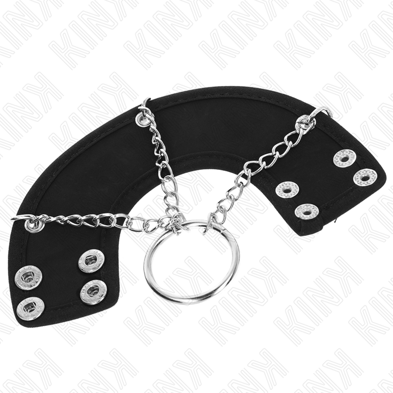 KINK - ANILLO PARA PENE 4 CM CADENA 7 CM METAL CON CINTURÓN DE CUERO