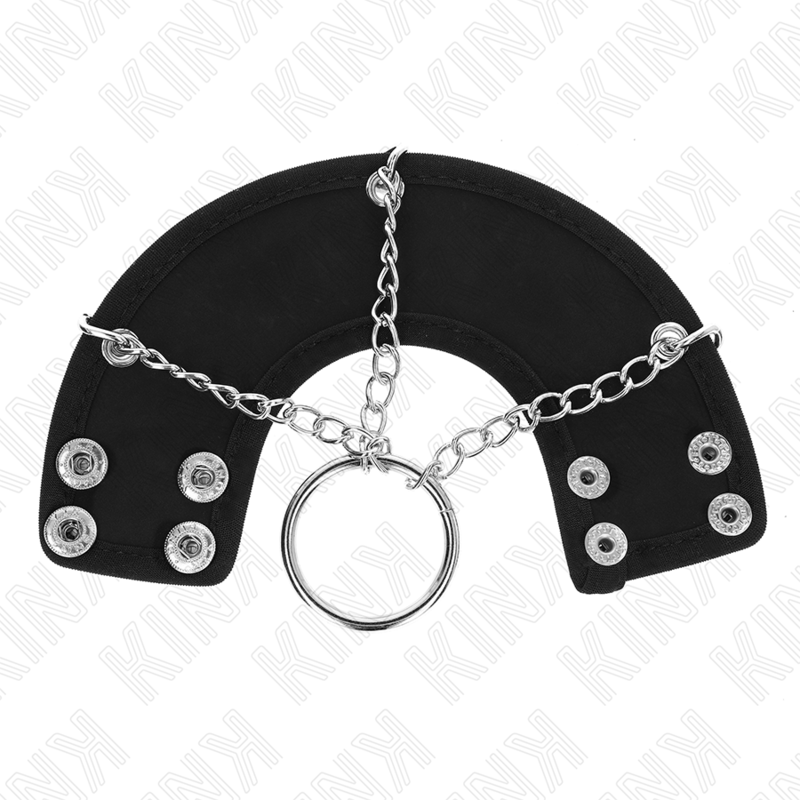 KINK - ANILLO PARA PENE 4 CM CADENA 7 CM METAL CON CINTURÓN DE CUERO