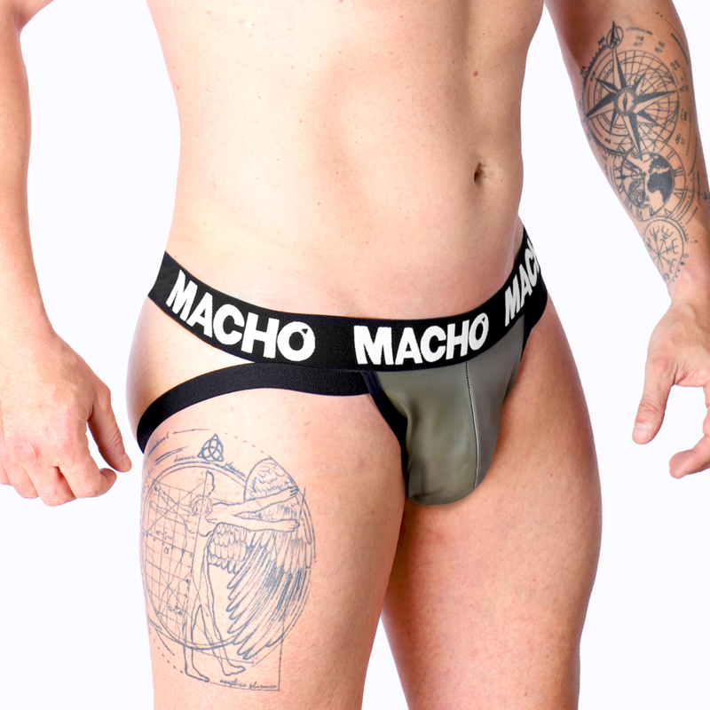 MACHO - MX27GR JOCK DE CUERO GRIS BEIGE XL
