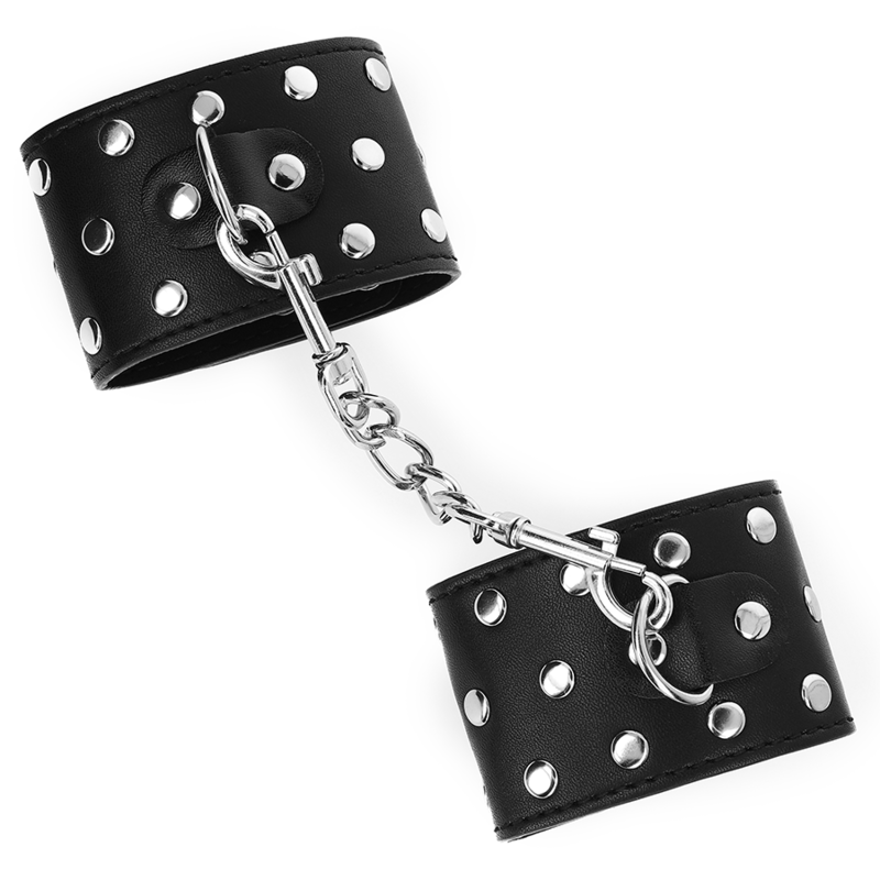 KINK - SUJECIONES DE MUÑECA CON CIERRE A PRESIÓN LLENO DE REMACHES NEGRO AJUSTABLE 19-24 CM X 5,5 CM