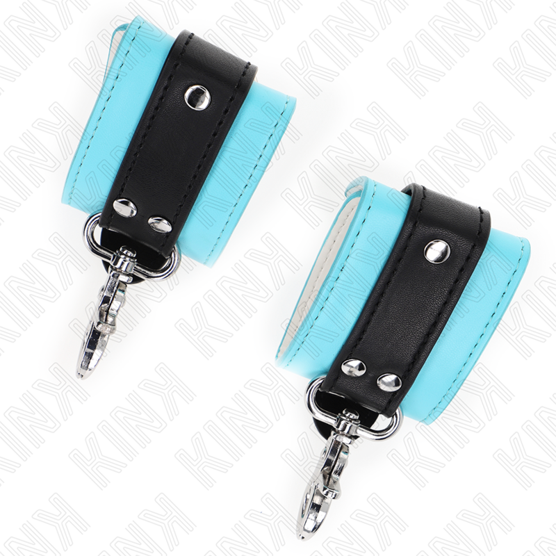 KINK - SUJECIONES DE MUÑECA PREMIUM CON BLOQUEO NEGRO/AZUL AJUSTABLES 21-28 CM X 5.5 CM