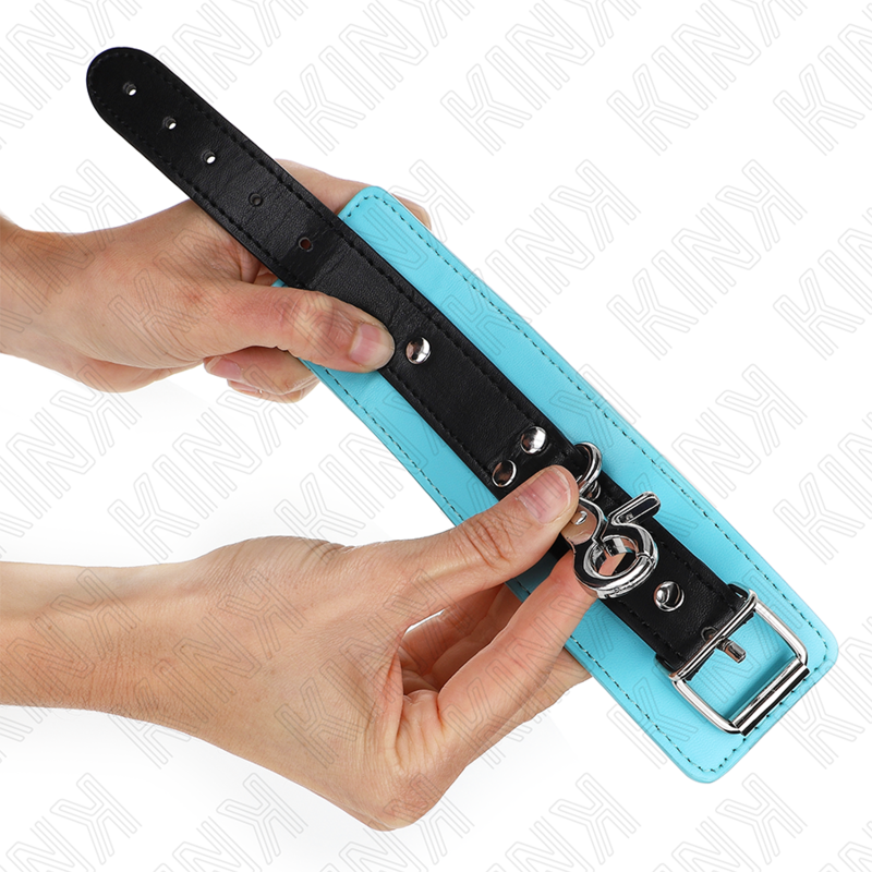 KINK - SUJECIONES DE MUÑECA PREMIUM CON BLOQUEO NEGRO/AZUL AJUSTABLES 21-28 CM X 5.5 CM