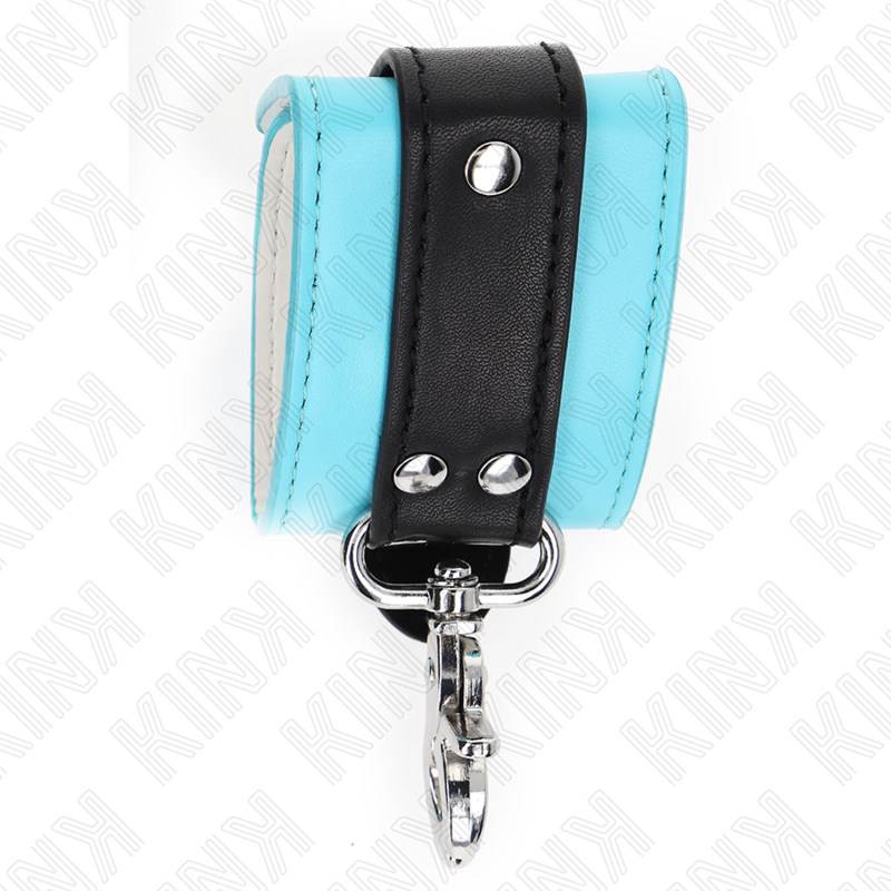 KINK - SUJECIONES DE MUÑECA PREMIUM CON BLOQUEO NEGRO/AZUL AJUSTABLES 21-28 CM X 5.5 CM