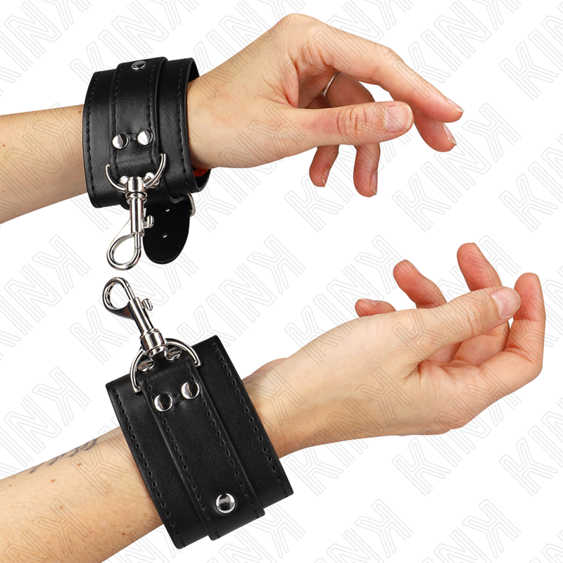 KINK - RESTRICCIONES DE MUÑECA CON BLOQUEO, NEGRAS, AJUSTABLES, 21-28 CM X 5,5 CM