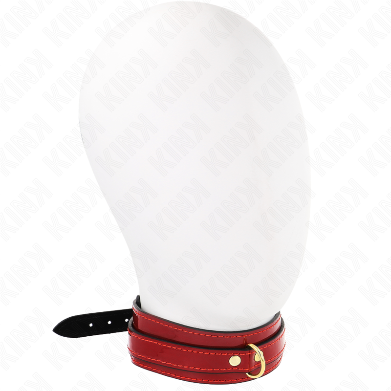 KINK - COLLIER RÉGLABLE ROUGE VIN AVEC DÉTAILS DORÉS 29-42,5 CM X 4 CM