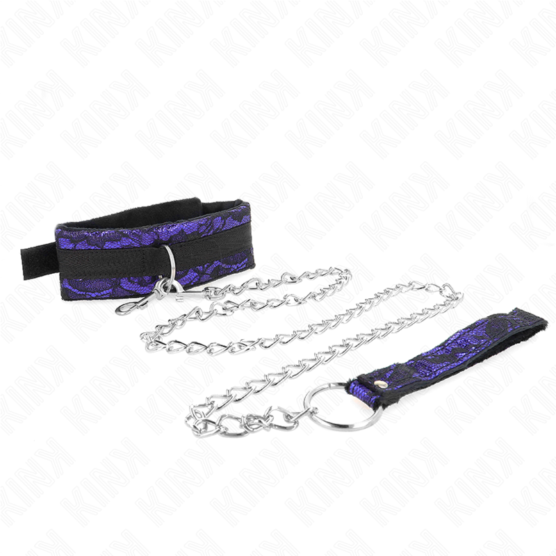 KINK - COLLAR CORTO DE ENCAJE DE TERCIOPELO CON CINTURÓN 105 CM CON RIBETE DE NYLON 44 X 5,5 CM
