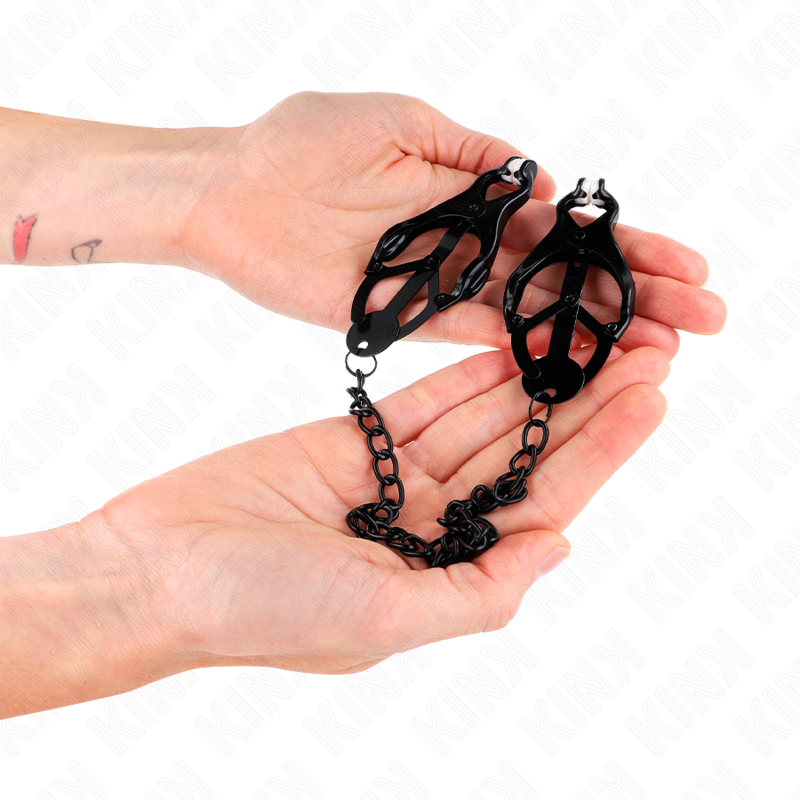KINK - PINZAS PARA PEZONES TRÉBOL JAPONESAS CON CADENA NEGRA 30 CM