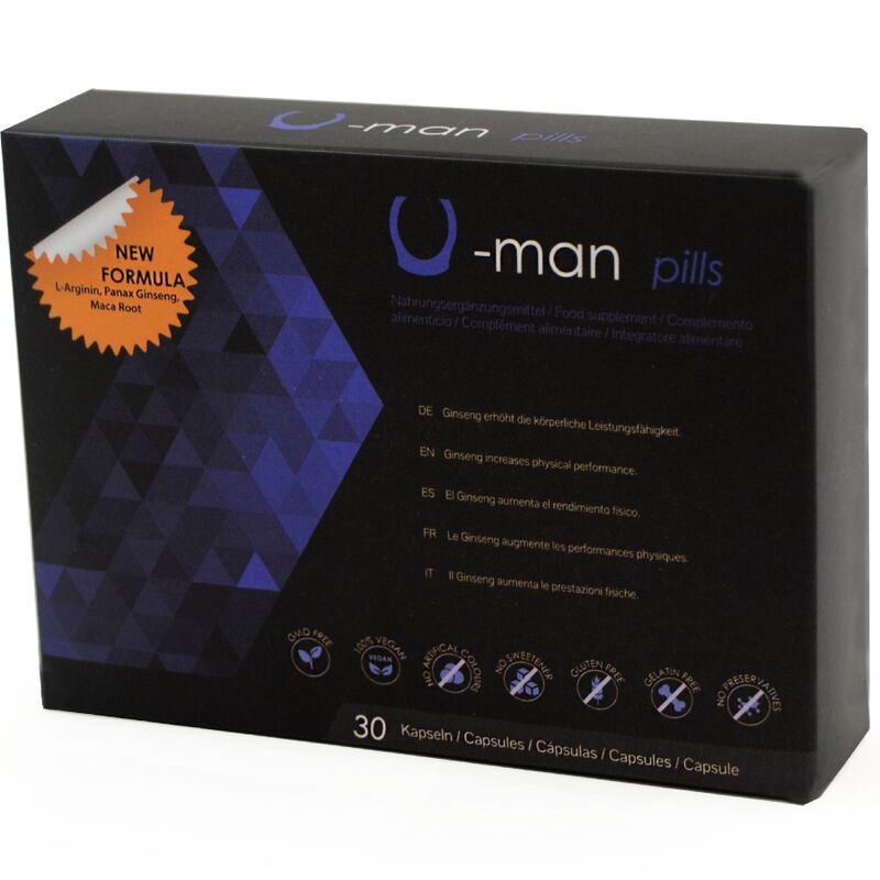 500 COSMÉTICOS - U-MAN MEJORA EL TAMAÑO DEL PENE Y LA POTENCIA SEXUAL - 30 CÁPSULAS