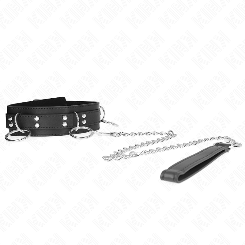 KINK - COLLAR DE ESCLAVITUD DE 3 ANILLOS CON CORREA 80 CM 53 X 5 CM