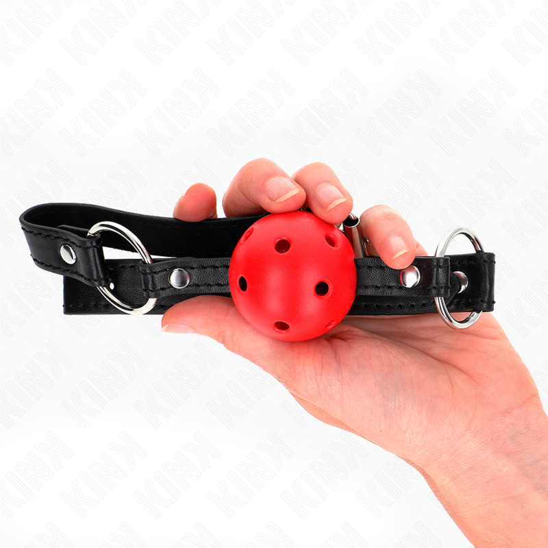 KINK - MORDAZA HUECO DE BOLA ROJA DURA DE 4,5 CM MODELO 1 63,5 X 2 CM