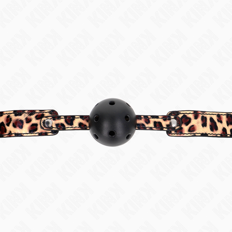 KINK - MORDAZA DE PELOTA TRANSPIRABLE LEOPARDO DE 4,5 CM 65 x 2,5 CM