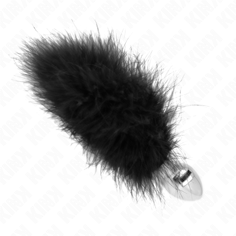 KINK - PLUG ANAL DE ACERO INOXIDABLE 11 x 7 CM CON PLUMA 11 CM