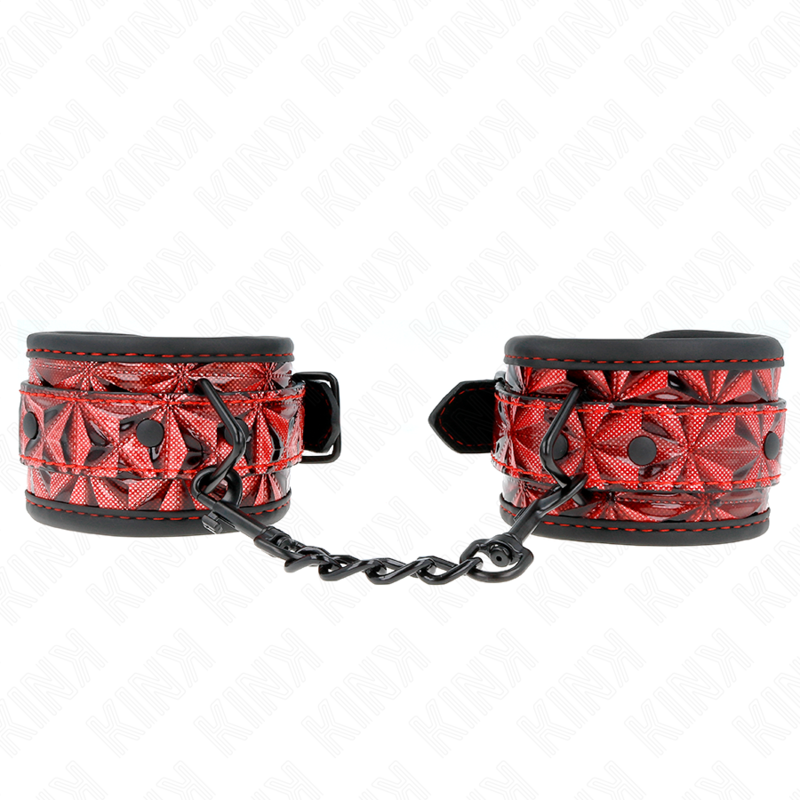 KINK - SUJECIONES DE MUÑECA CON PATRÓN DE DIAMANTE ROJO OSCURO AJUSTABLE 17-26 CM X 5,5 CM