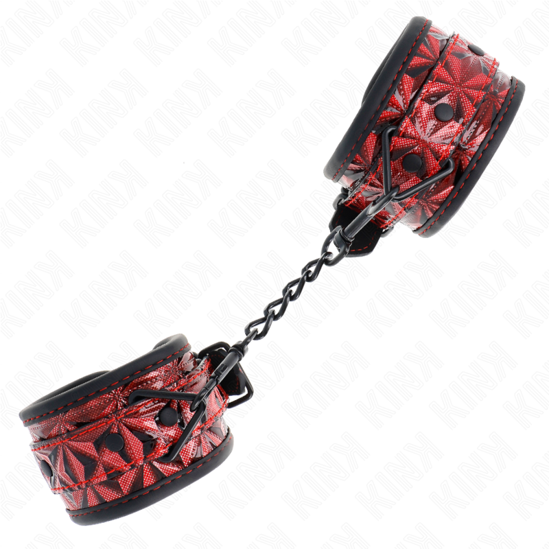 KINK - SUJECIONES DE MUÑECA CON PATRÓN DE DIAMANTE ROJO OSCURO AJUSTABLE 17-26 CM X 5,5 CM