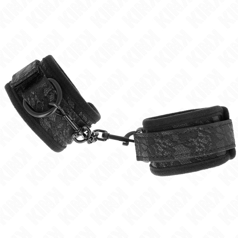 KINK - POIGNETS RECOUVERTS DE DENTELLE FONCÉE EN NÉOPRÈNE RÉGLABLES NOIRS 20-29 CM X 5 CM