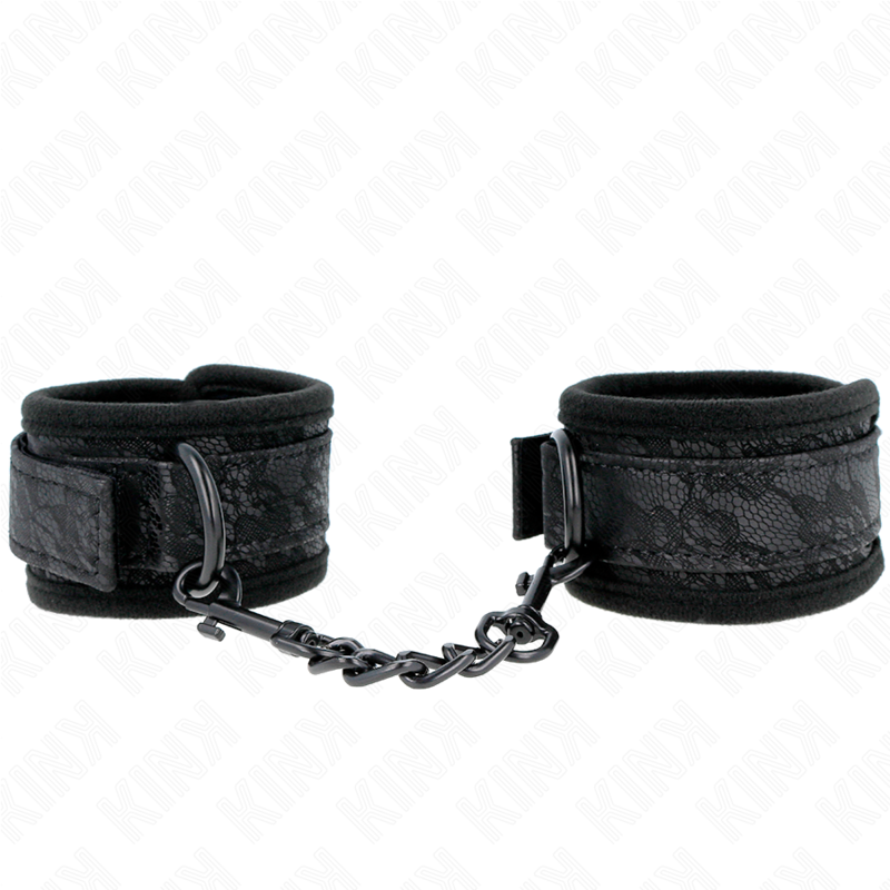 KINK - POIGNETS RECOUVERTS DE DENTELLE FONCÉE EN NÉOPRÈNE RÉGLABLES NOIRS 20-29 CM X 5 CM