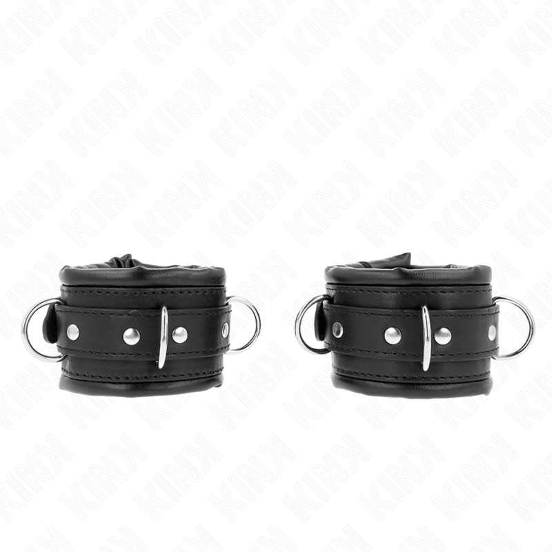 KINK - ATTACHES DE POIGNET LOURDES AVEC DOUBLURE DE FOURRURE NOIRE RÉGLABLES 20-30 CM X 6 CM
