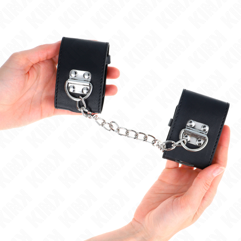KINK - ATTACHES DE POIGNET FIXES AVEC CHAÎNE 30 CM ET FERMETURE À CADENAS NOIRES RÉGLABLES 16-23 CM X 5,5 CM