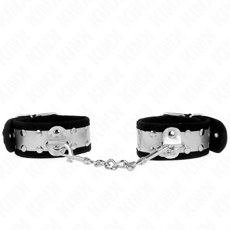 KINK - SUJECIONES DE MUÑECA FINAS NEGRAS/PLATA 30 X 4 CM
