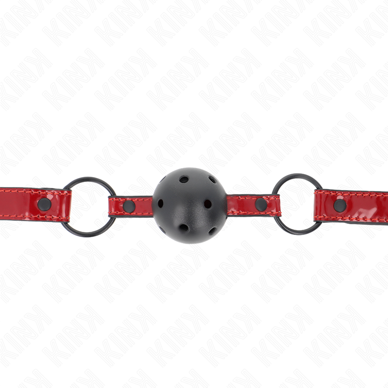 KINK - MORDAZA DE CUERO SINTÉTICO BRILLANTE DE 4,5 CM 63,5 X 2 CM AJUSTABLE 41 X 59 CM