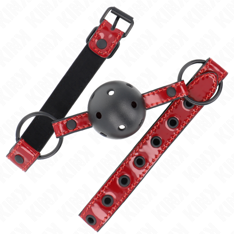 KINK - MORDAZA DE CUERO SINTÉTICO BRILLANTE DE 4,5 CM 63,5 X 2 CM AJUSTABLE 41 X 59 CM