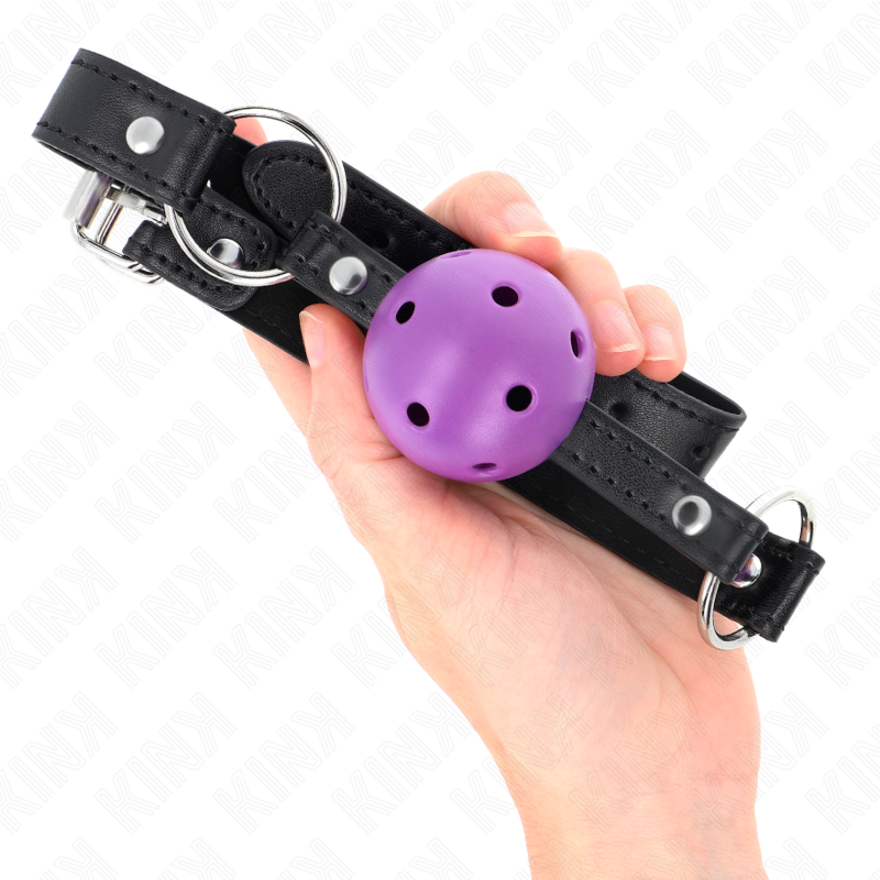 KINK - MORDAZA DE BOLA HUECO DURA PÚRPURA DE 4,5 CM 63,5 X 2 CM
