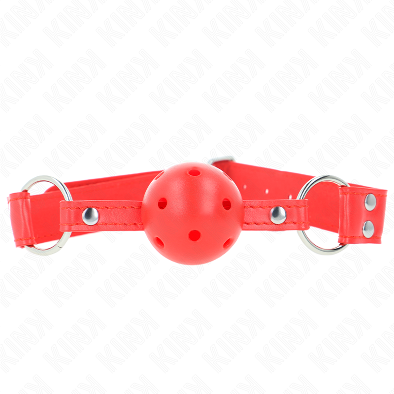 KINK - MORDAZA COMPLETA DE BOLA HUECO ROJO DURO 62 x 2 CM