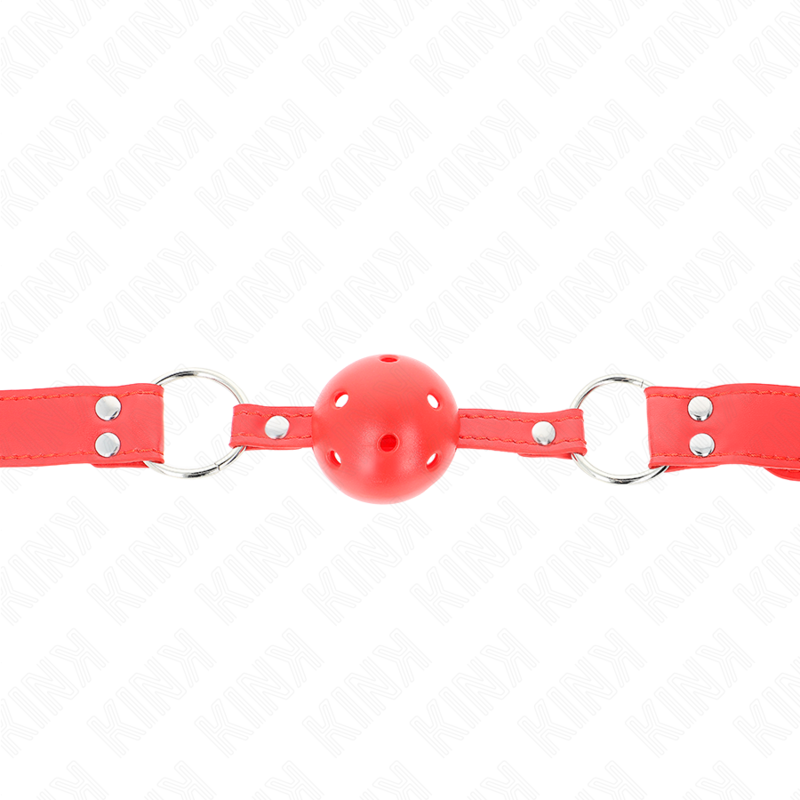 KINK - MORDAZA COMPLETA DE BOLA HUECO ROJO DURO 62 x 2 CM