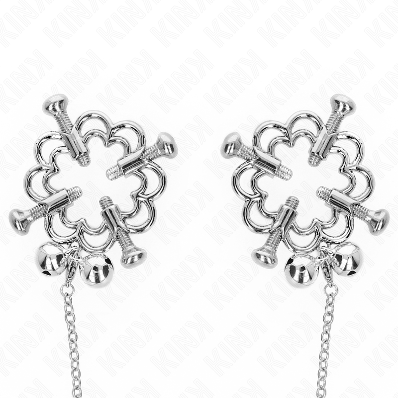 KINK - PINZAS DE METAL PARA PEZONES CON CADENA Y FORMA DE FLOR