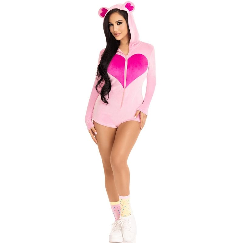 LEG AVENUE - BODY DE TERCIOPELO CON OSITO ROSA S