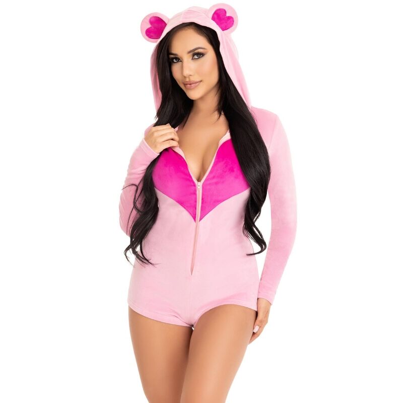 LEG AVENUE - BODY DE TERCIOPELO CON OSITO ROSA S