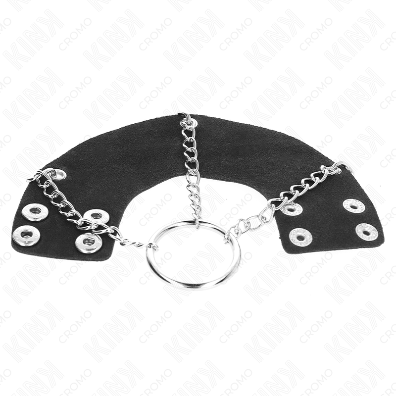 KINK - ANILLO PARA PENE 4 CM CADENA 7 CM METAL CON CINTURÓN DE CUERO