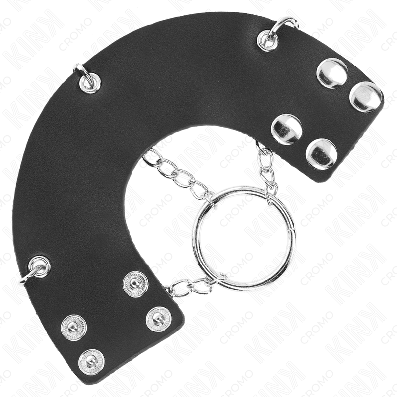 KINK - ANILLO PARA PENE 4 CM CADENA 7 CM METAL CON CINTURÓN DE CUERO
