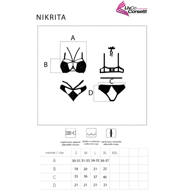 LIVCO CORSETTI FASHION - NIKRITA LC 90647 SUJETADOR + BRAGUITA NEGRO S