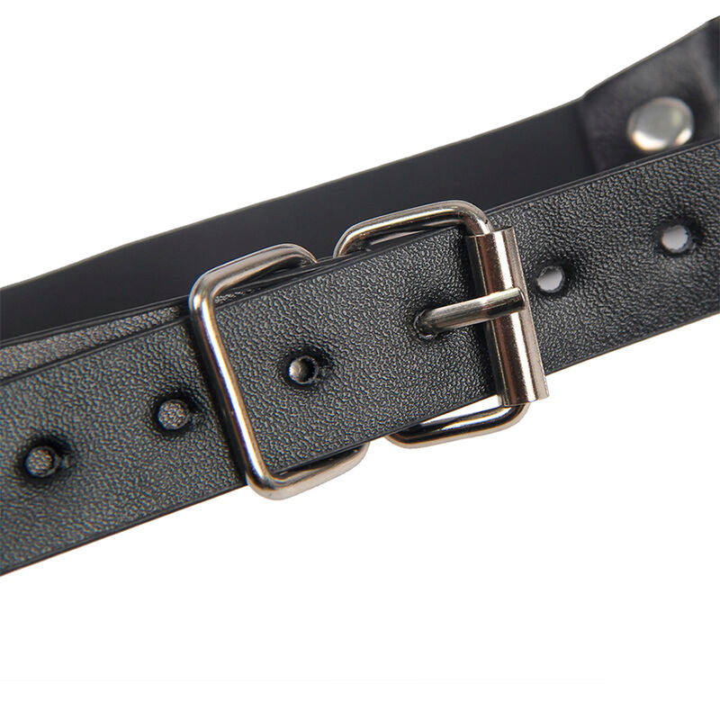 SUBBLIME - 953720 CORREA DE CUERO BONDAGE CON PINZAS PARA SENOS, NEGRAS, TALLA ÚNICA