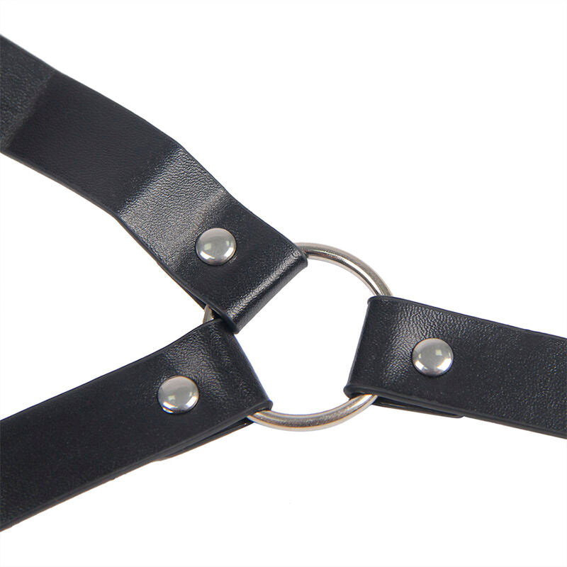 SUBBLIME - 953720 CORREA DE CUERO BONDAGE CON PINZAS PARA SENOS, NEGRAS, TALLA ÚNICA