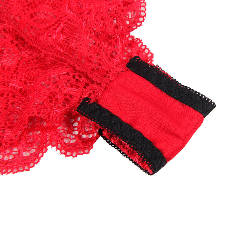 SUBBLIME - 953898 CAMISÓN + BRAGUITA DE SEDA Y ENCAJE ROJO S/M