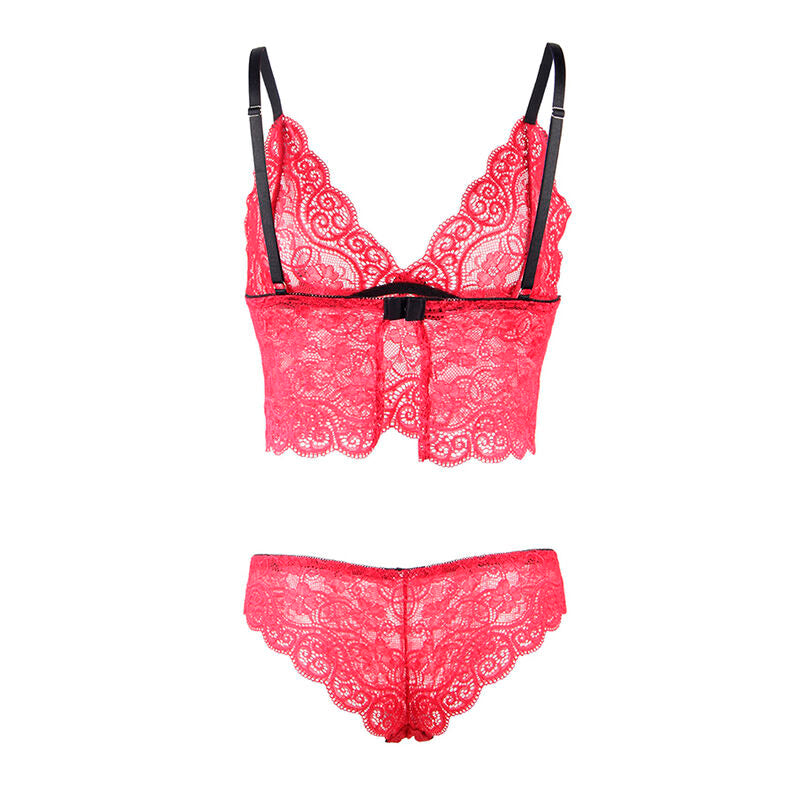 SUBBLIME - 953898 CAMISÓN + BRAGUITA DE SEDA Y ENCAJE ROJO S/M