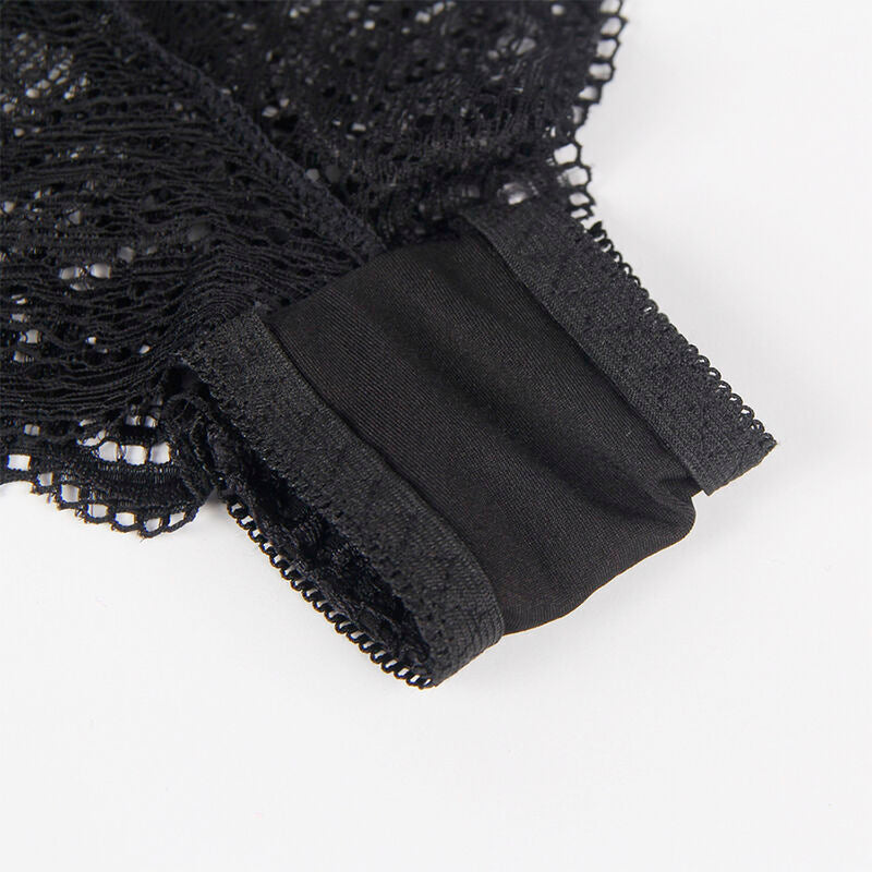 SUBBLIME - 953911 CAMISÓN + BRAGUITA DE SEDA Y ENCAJE NEGRO S/M